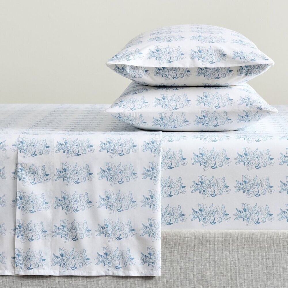 Pottery Barn Micha Blue Floral Pillowcases Sheet Set Cotton California King NWT